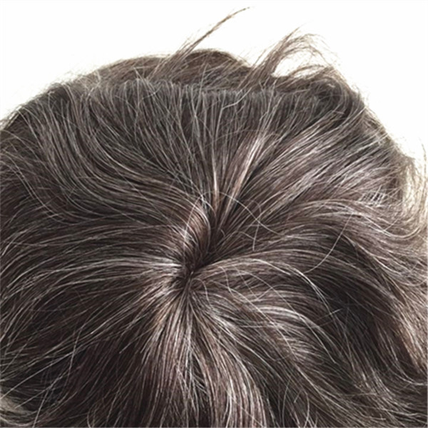 Full lace toupee 3# with 40% grey hair YL 115